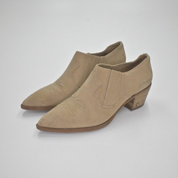 SAM EDELMAN Booties Womens Size 6.5 Roy Cowboy Boots Western Tan Ankle Rodeo - Picture 6 of 10